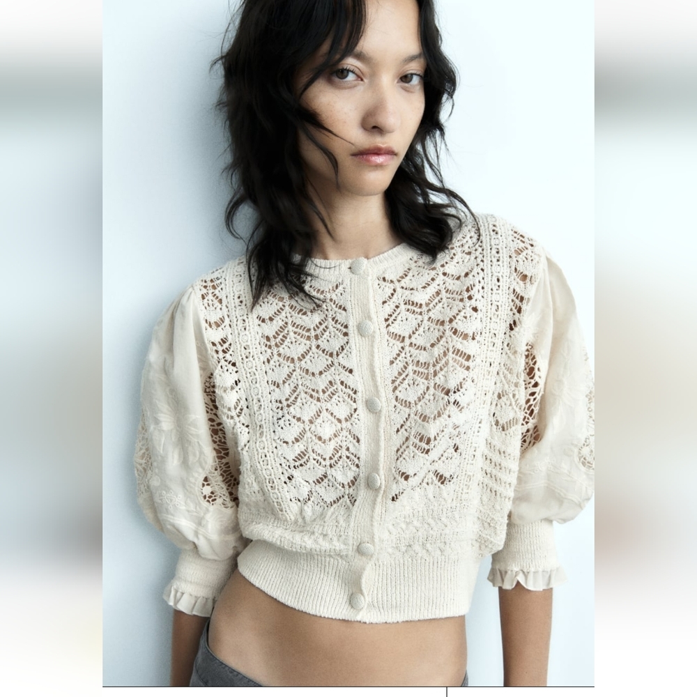BNWT! ZARA combination knit cardigan